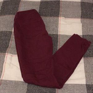 Burgundy High Waist Jeggings